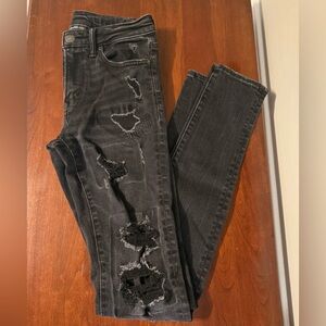 American Eagle x Young Money Stacked Skinny Jeans 29x30 Black Distressed